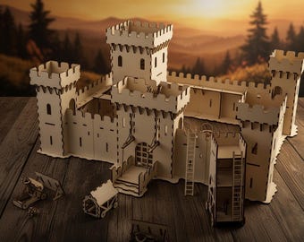 Medieval Castle Laser Cut Files, SVG DXF Pdf Cnc Template, Wooden