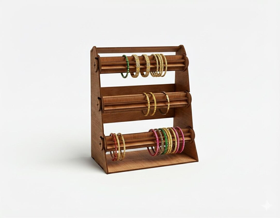 Bangle Rack 3 Tier Bangle Holder SVG | Bracelet Display Stand Laser Cut File ...
