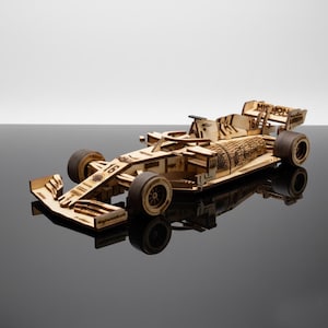 Formula Race Car 3D Puzzle Laser Cut Files, Grand Prix Model SVG, Motorsport Wood Kit, Glowforge DXF, Automobilia Decor Plan