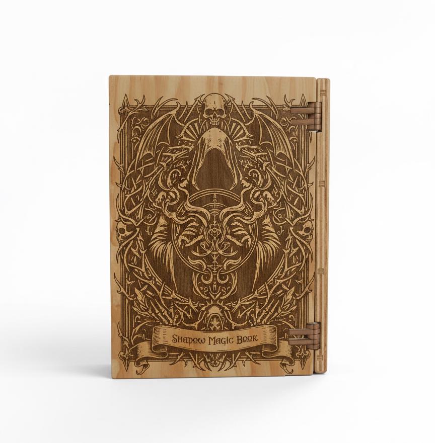 Necromancer Grimoire Book Box SVG | Gothic Skull Dice Storage (digital ...