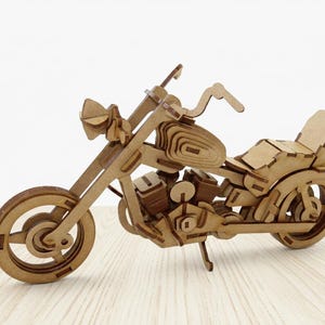 Chopper Motorcykel SVG | 3D Träpussel Laserskurna Filer | Biker Presentidé | Cruiser Motorcykel Modellbyggsats DXF | DIY Leksaksritning för Glowforge bild 8