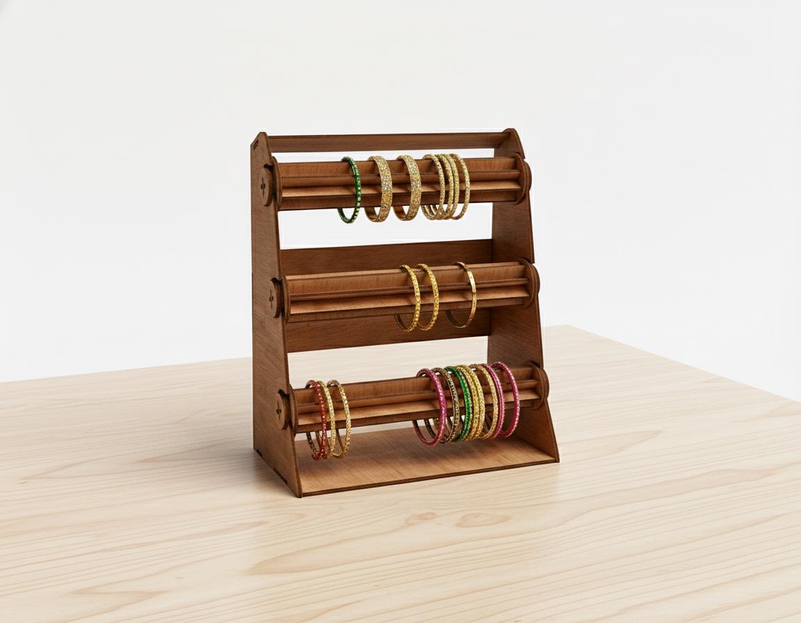 Scrunchie Racks 3 Tier Bangle Holder SVG | Bracelet Display Stand Laser Cut File ...