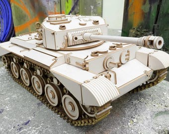 Modelo de tanque de madera 3D de Comet, archivos cortados con láser (svg, dxf, pdf, cdr)