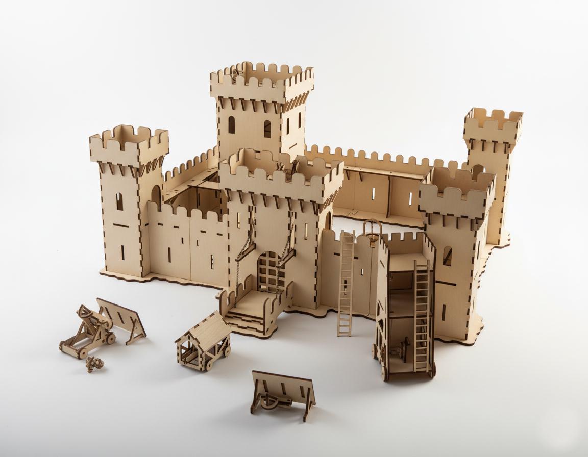 Medieval Castle Laser Cut Files, SVG DXF Pdf Cnc Template, Wooden