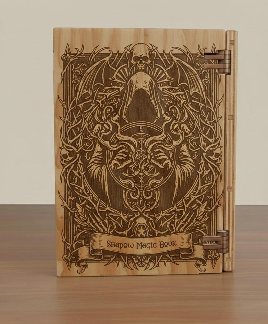 Necromancer Grimoire Book Box SVG | Gothic Skull Dice Storage (digital ...