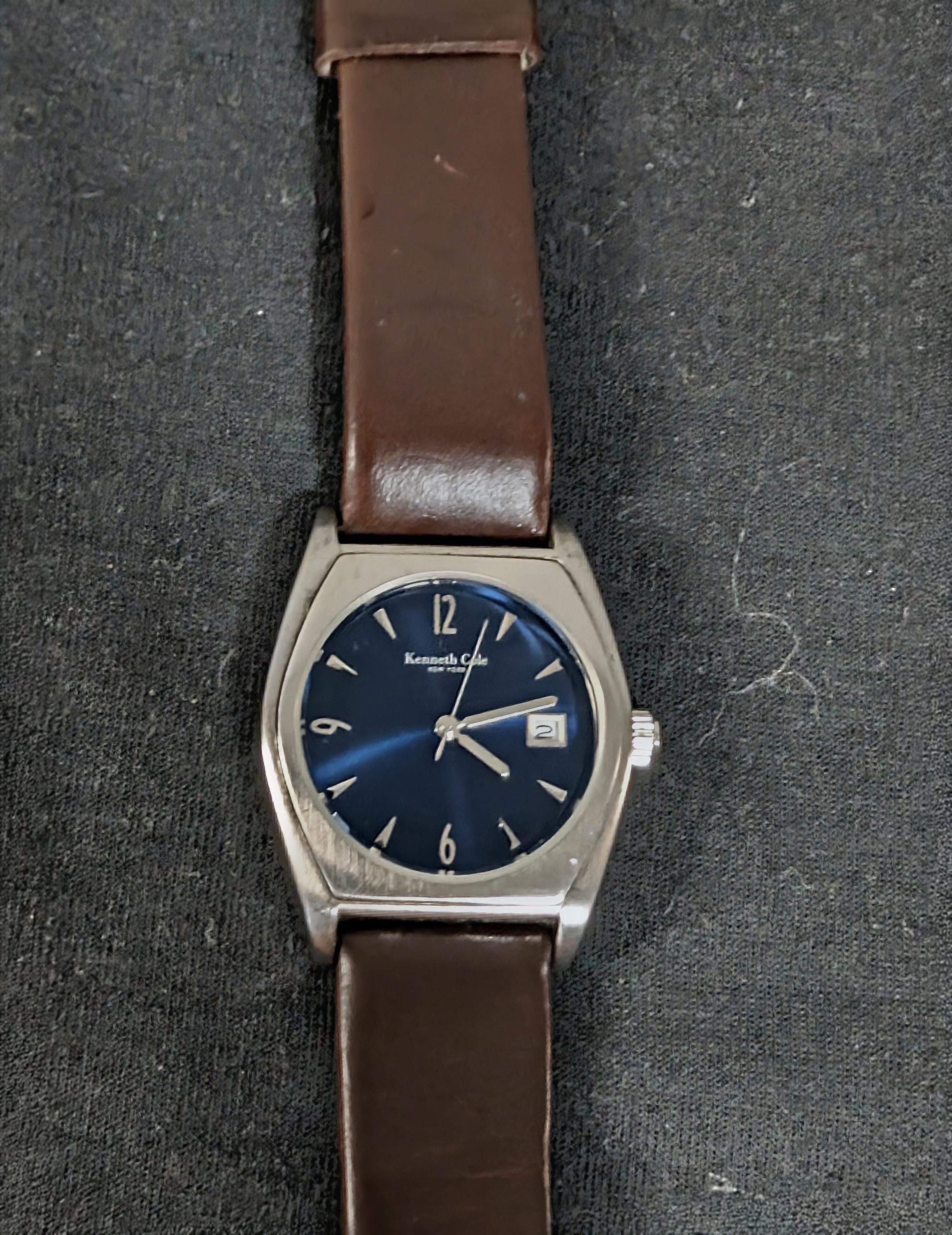 Kenneth Cole Ladies Watch Rare Genuine Leather Stainless Case Black Dial NWOT Kenneth Cole New York watch metal band7 | Used - Good  main image 3