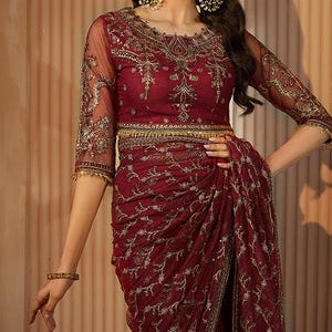 Bridal Lengha Choli – Red Lehenga Handmade Embroidered Festive Lengha Choli with Dupatta | Party Wear, Worldwide Free Shipment USA UK CA