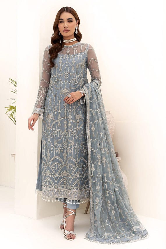 slim fit dress slacks Bareeze Mc926 Grey Eid Dress – Sara Clothes main image 0