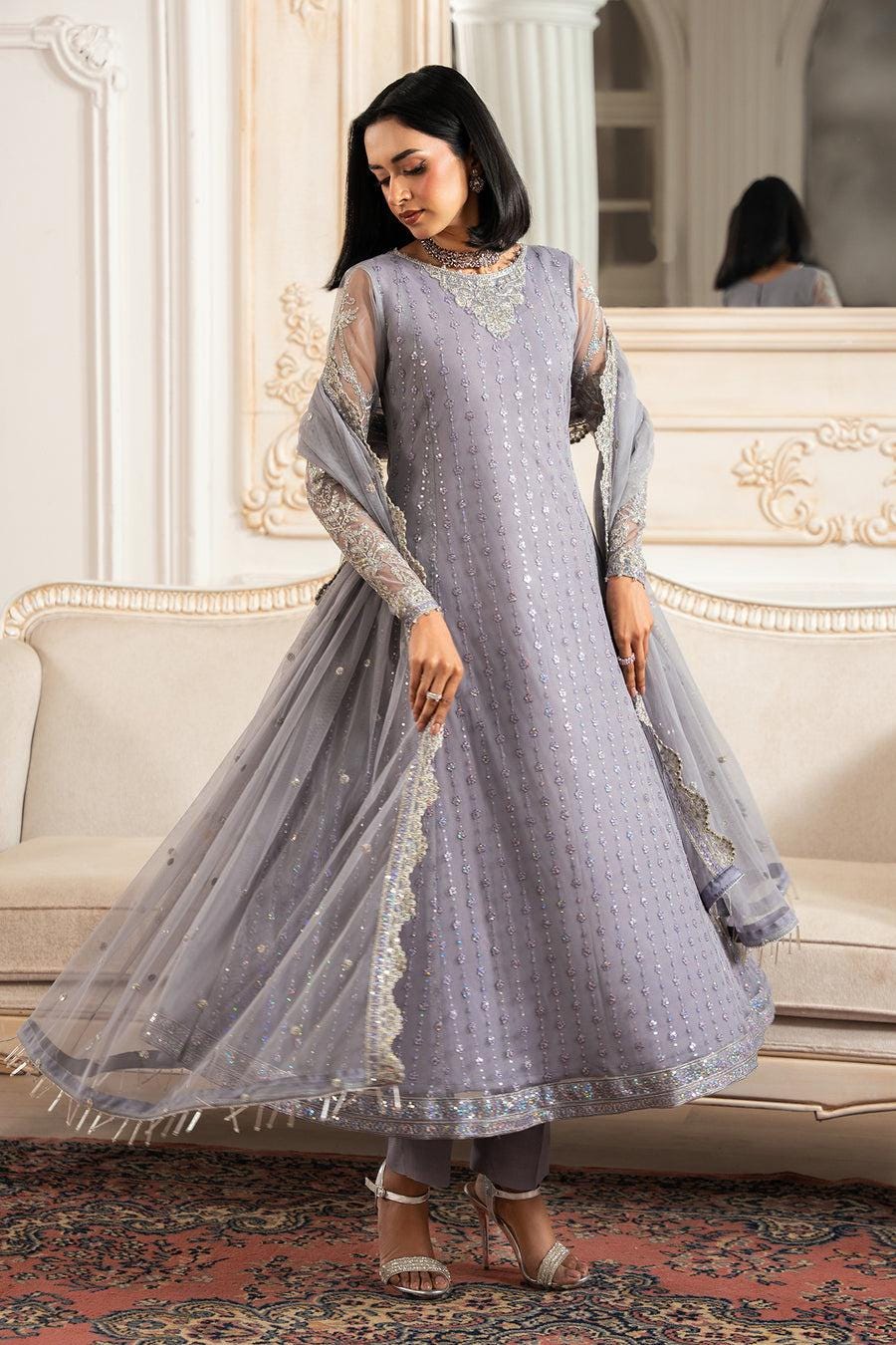 grey eid dresses Buy Eid Wear Grey Embroidery Work Net Palazzo Suit Online From Surat Wholesale Shop