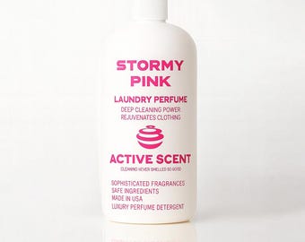 Stormy Pink Perfume Scented Laundry Detergent – Luxury Liquid Laundry Soap 32 fl oz – Gentle Laundry Cleaner Safe for Soft Skin
