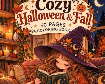 Cozy Halloween & Fall - 50 pages Coloring Book