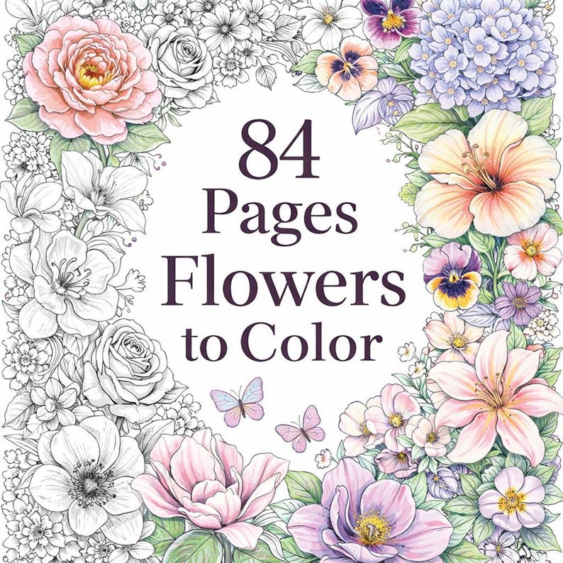 84 Flower Coloring Pages – Printable Floral Coloring Book for ...