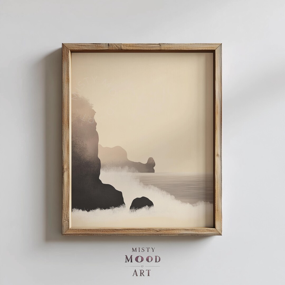 Rustic Pcean Background Wild Coastal Landscape Printable - Rustic Ocean Cliff Scene, Earthy ...