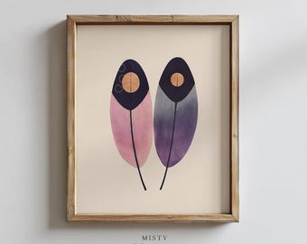 Impresión de arte mural con plumas surrealistas, plumas de acuarela melancólicas, decoración rústica cottagecore, pintura de plumas bohemia imprimible, arte terroso 356