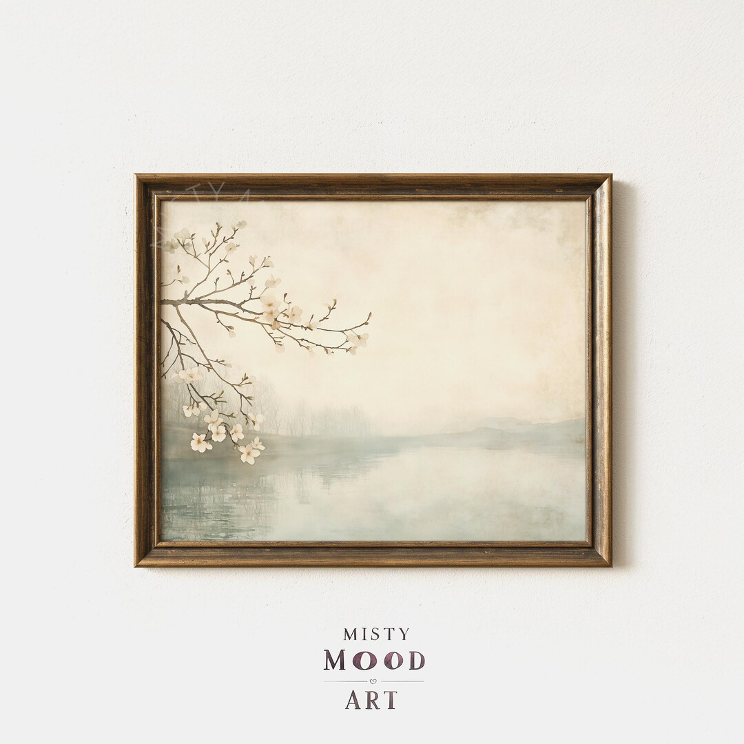 Vintage Spring Landscape Painting - Printable Watercolor Wash Art ...
