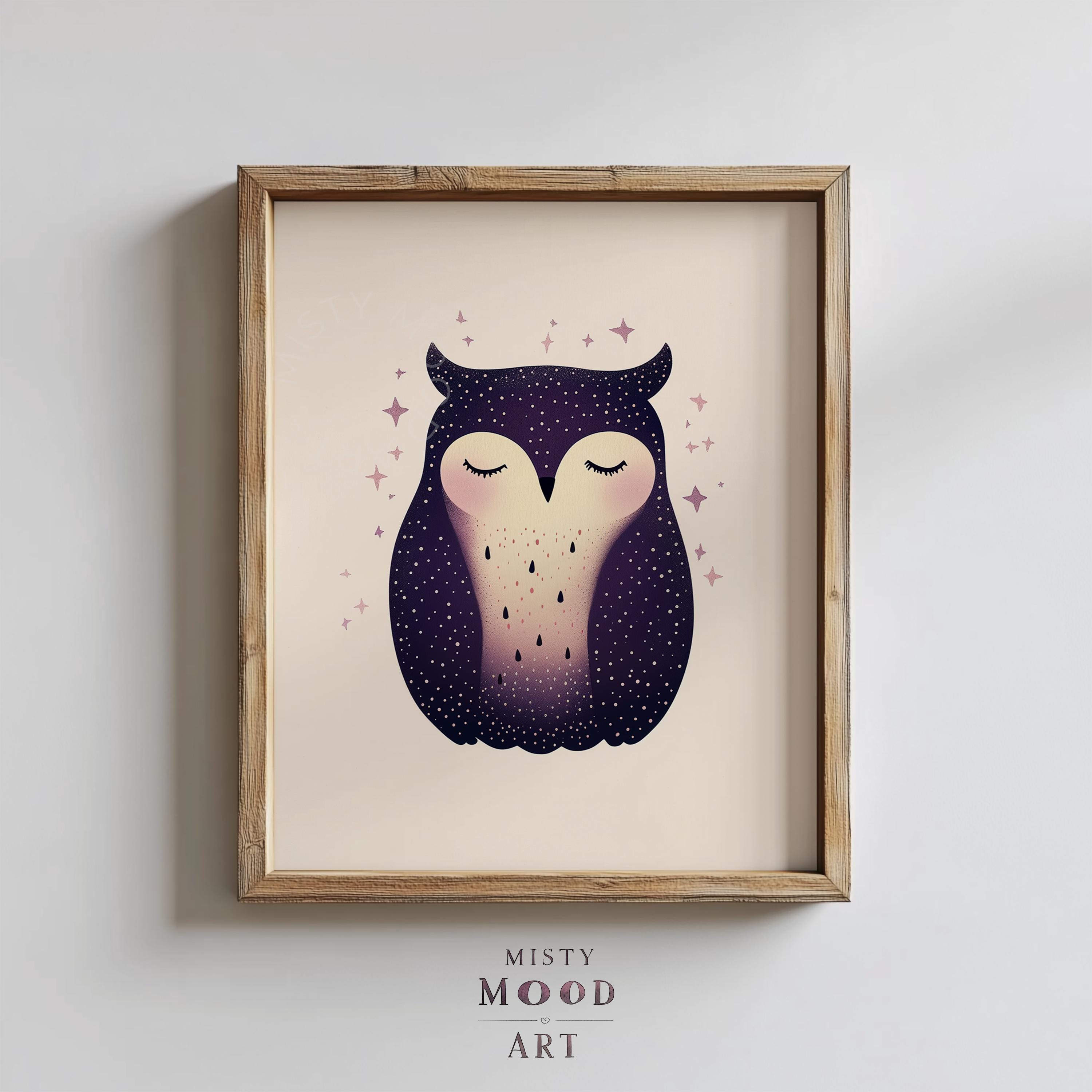 Printable Owl Nursery Wall Art - Cute Wise Owl Illustration, Kids Bedroom Decor, Woodland Animal Pri