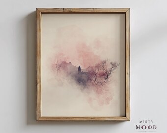 Abstract Watercolor Ink Wash - Dreamy Minimalist Landscape Printable Wall Art, Soft Pastel Tones, Modern Decor, Zen Inspired Print 83