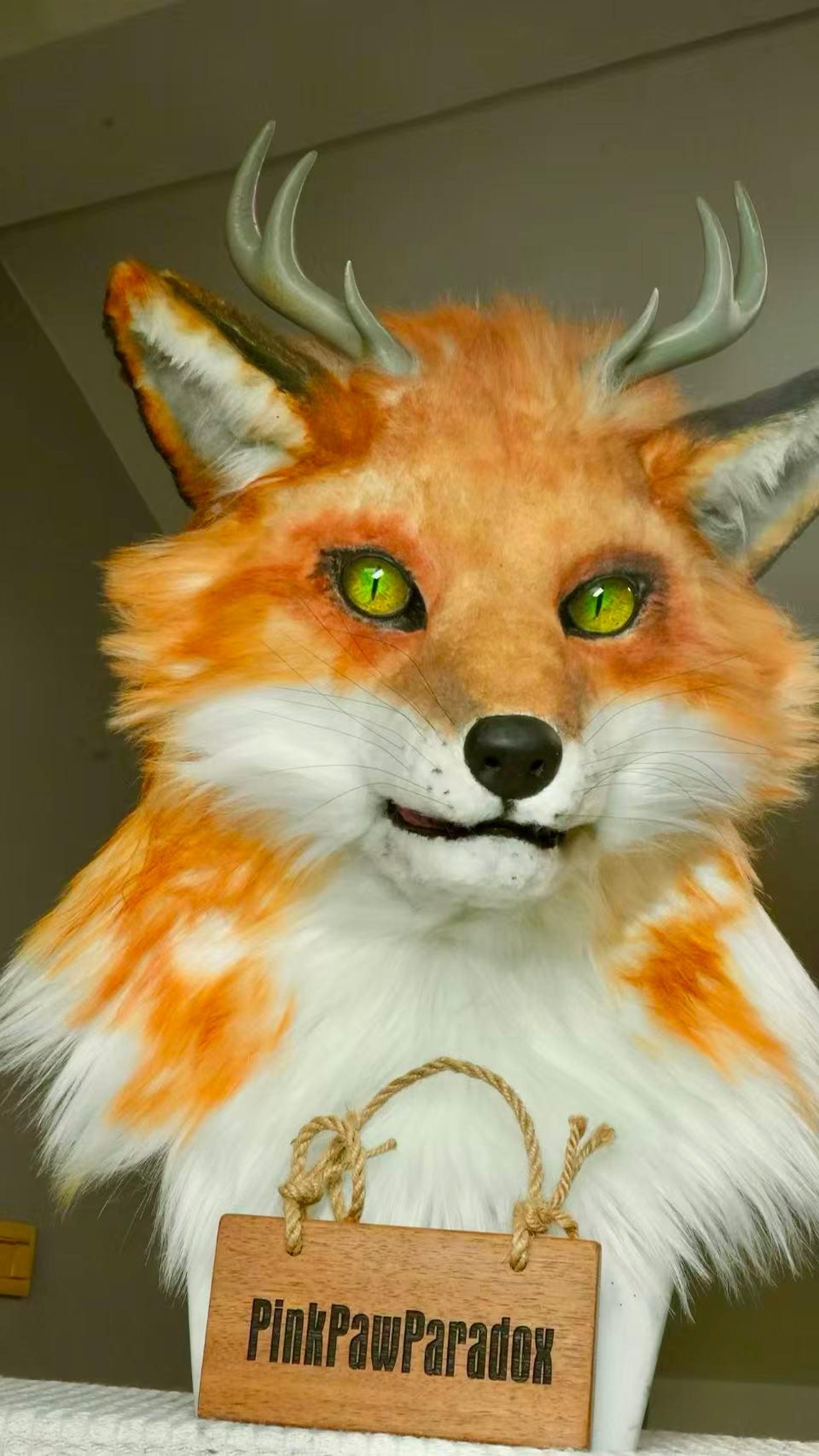 Horned Fox Fursuit Head – Custom Art Sample, Fantasy Fox Mask (not for ...