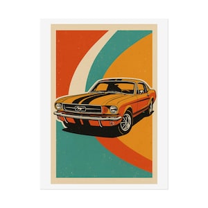 Vintage Mustang Rolled Poster, Classic Car Wall Art, Retro Decor for Car Lovers, Gift for Muscle Car Enthusiasts, Automotive Home Decor