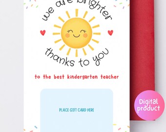Kindergärtnerin Geschenk Kartenhalter Druckbare Lehrer Tag Dankeschön präsentieren Wertschätzung Sofort-Download PDF PNG Digital Kinder