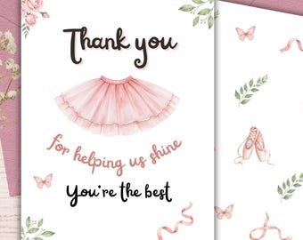 Ballet Teacher Thank You Card Dance Instructor Gift Appreciation Printable Gratitude Present Instant Download PDF Digital Ballerinas class