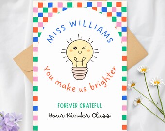 Lehrerkarte Wertschätzungswoche, druckbares Geschenk zum Jahresende, bearbeitbare Canva anpassbare Vorlage PDF (Instant Download) Sie machen uns brigher