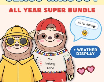 Klassenmaskottchen Faultier | Ideen für die Klassenzimmer-Pinnwand | Faultier-Kostüme | Wetteranzeige | Schulanfangspaket (druckbare PDF-Datei)