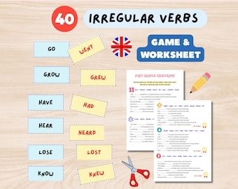 Irregular Verbs Past Simple Printable ESL Game + Worksheet | English Grammar Activity  Kids Teens & Adults Low Prep English Resource Teacher