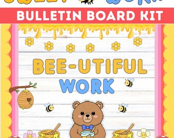 Frühling Pinnwand Kit Ideen März April Mai Klassenzimmer Frühling Dekoration Tür Süße Biene Honig Bär Printable Vorschule + Spanisches Handwerk