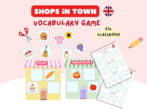 Shopping Vocabulary Associations Game Categorization Speech Therapy &  ESL Lesson English Shops Busy Activity Kids Kindergarten Primary PDF