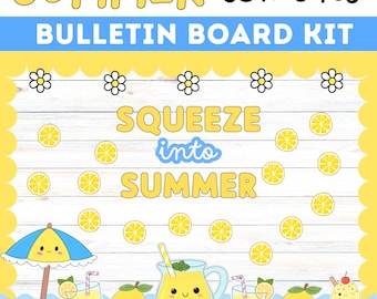 Summer Bulletin Board Kit Ideas Lemons May June Classroom Display Decoration Door Printable School, Cafeteria, Hospital + Spanish PDF