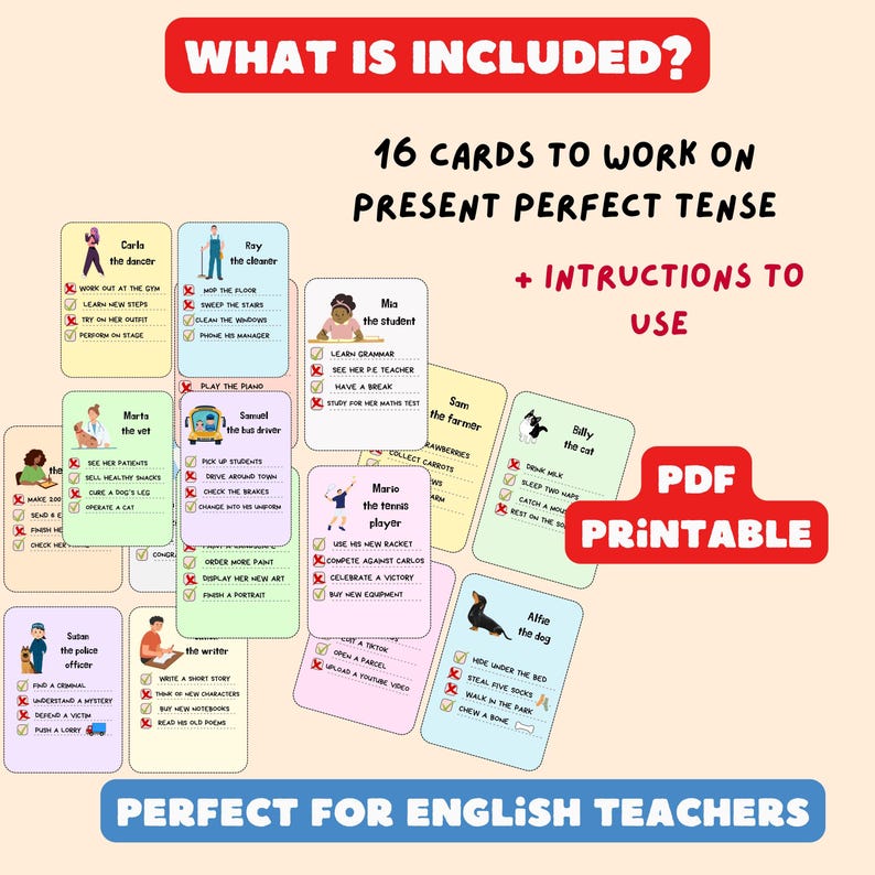 Present Perfect Grammar Cards PDF ESL Activity Already & yet A2–B2 ...