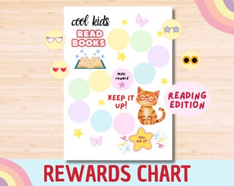 Druckbare Lesebelohnungstabelle: Kinder Lesegewohnheits-Tracker (PDF-Download A4 / US Letter Size)