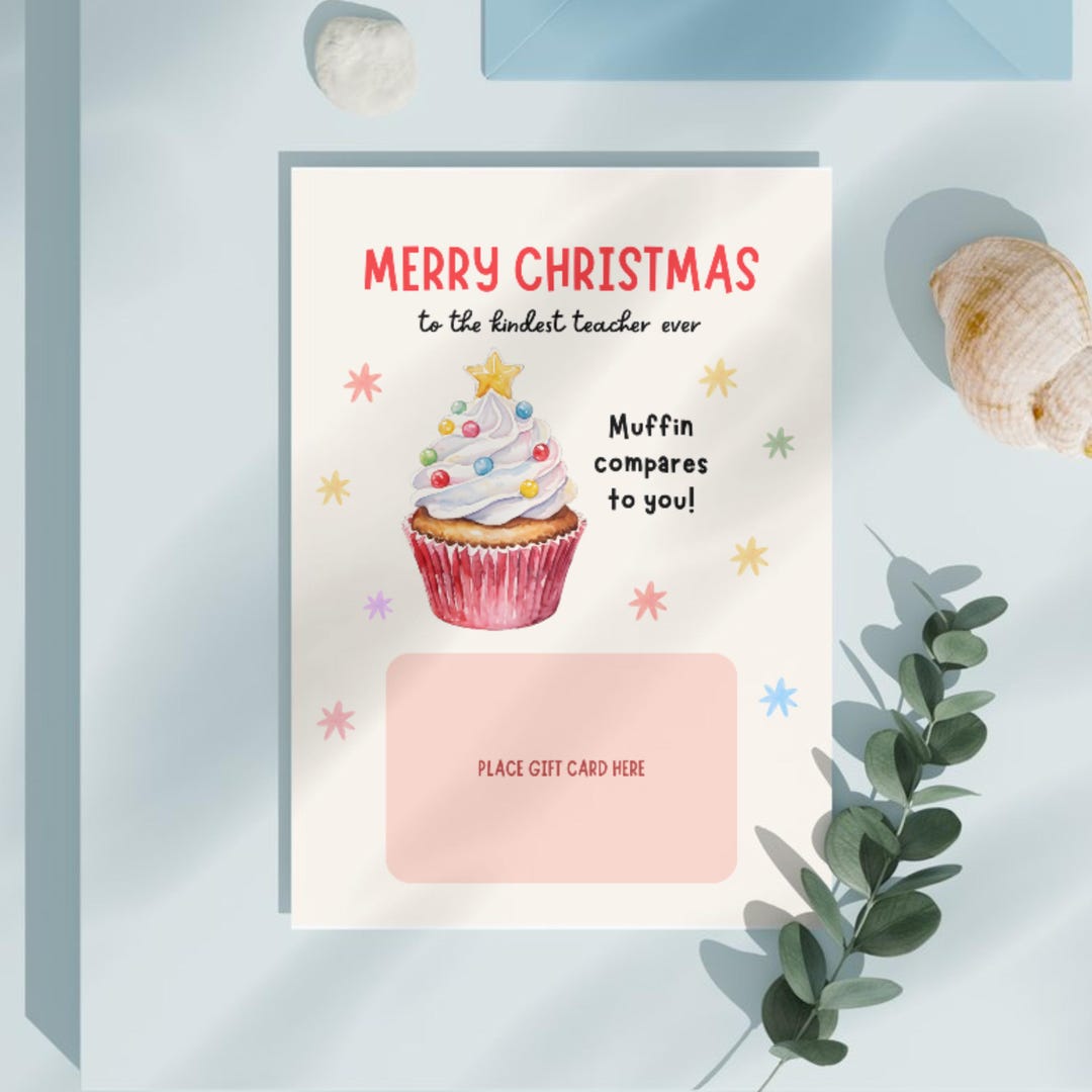 Teacher Christmas Gift Card Holder Printable Holiday Teacher Thank You ...