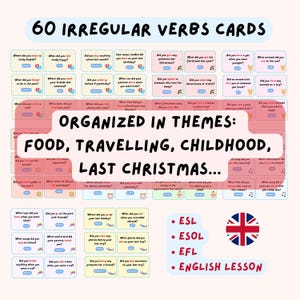 tarjetas de conversación en pasado simple en inglés con verbos irregulares para academias de inglés nivel a2 b1