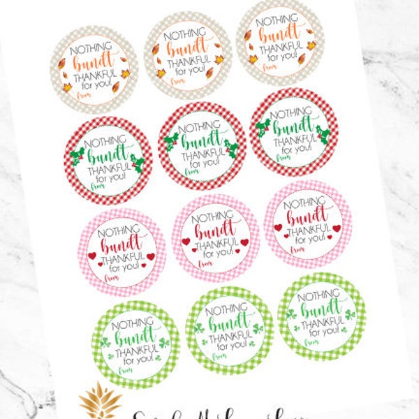 Personalized Bundt Cake Label Tags for Seasonal Holiday Teacher and Neighbor Gifts