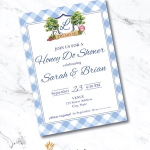 Honey Do Monogrammaed Crest Tools, Yard and Gadget doccia nuziale o invito a tema per feste di inaugurazione della casa