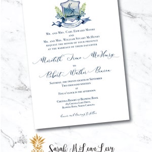 Custom Designed Classic Wedding Invitation Printable File with Monogram Crest