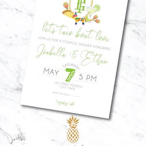 Watercolor Fiesta Taco Bout Love Bridal Shower Couples Engagement Invitation