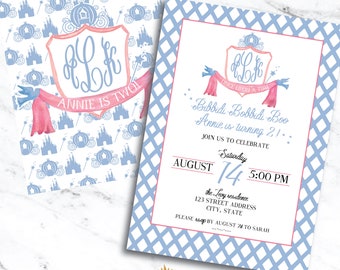 Bippidi Boppidi Boo TWO Second Birthday Cinderella Princess Theme invitation