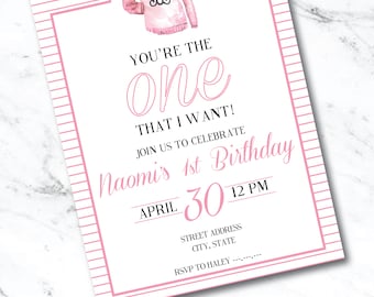 You're the ONE that I want First Birthday Grease Theme Birthday Invitation