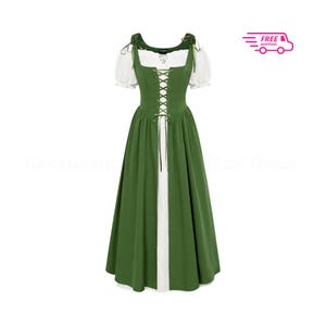 Renaissance Peasant Maxi Dress, Women’s Medieval Peasant Dress, Short Sleeve, Boho Fairy Gown for Festival, Ren Faire, Costume