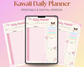 Kawaii Daily Planner | Printable & Digital | Cute Pink Aesthetic | A4, Letter Size | GoodNotes PDF | Daily To-Do List Template