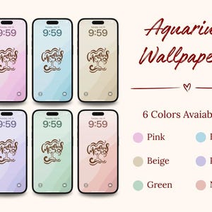 Aquarius Zodiac Phone Wallpapers – Set of 6 Pastel Color HD Digital Download