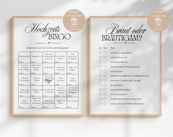 Zestaw gier weselnych | Panna młoda lub Pan młody i bingo | Zestaw 2 szt. | Rozrywka weselna | Pobierz plik PDF A4