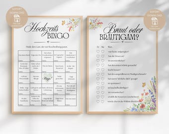Zestaw gier weselnych | Panna młoda lub Pan młody i bingo | Zestaw 2 szt. | Rozrywka weselna | Pobierz plik PDF A4