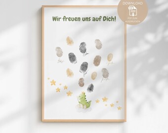 Księga Gości na Baby Shower z Odciskami Palców | Księga Gości na Baby Shower | Plakat z Odciskami Palców | Pobierz PDF