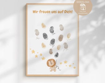 Księga Gości na Baby Shower z Odciskami Palców | Księga Gości na Baby Shower | Plakat z Odciskami Palców | Pobierz PDF