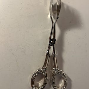 Vintage Web Sterling Silver-Plated Asparagus Pastry Tongs Ancestry Design Germany