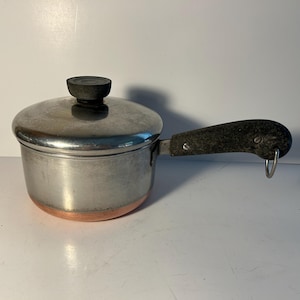 Revere Ware Pre 1968 Vintage 1 Qt Copper Clad Saucepan with Lid Good Condition